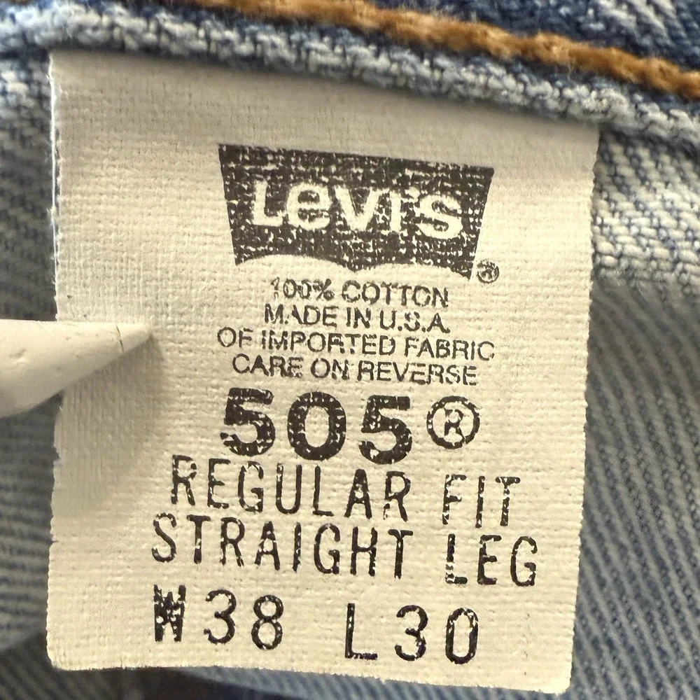 Vintage Levis 505 Men 38x30 Fits 36x30 Red Tab 100% Cotton‎ Blue Denim Y2K USA